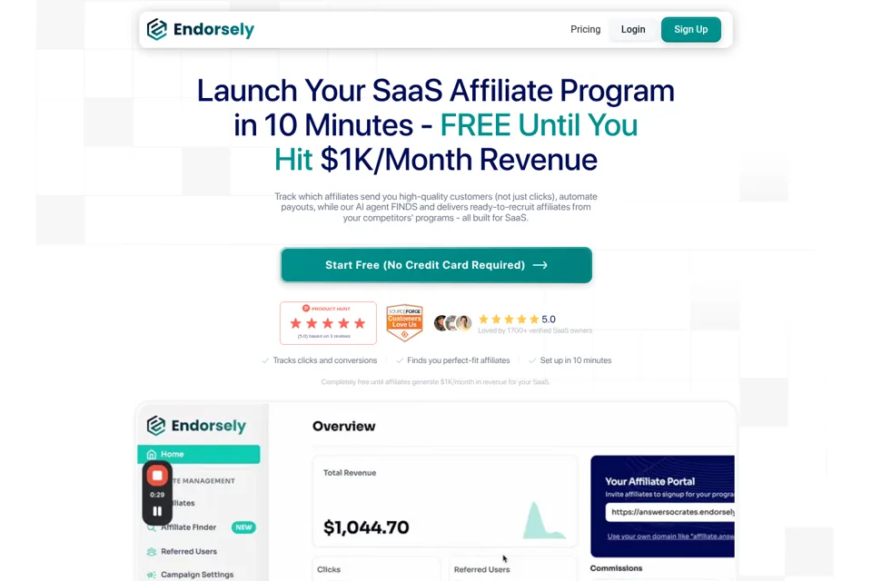 Aperçu de la landing page