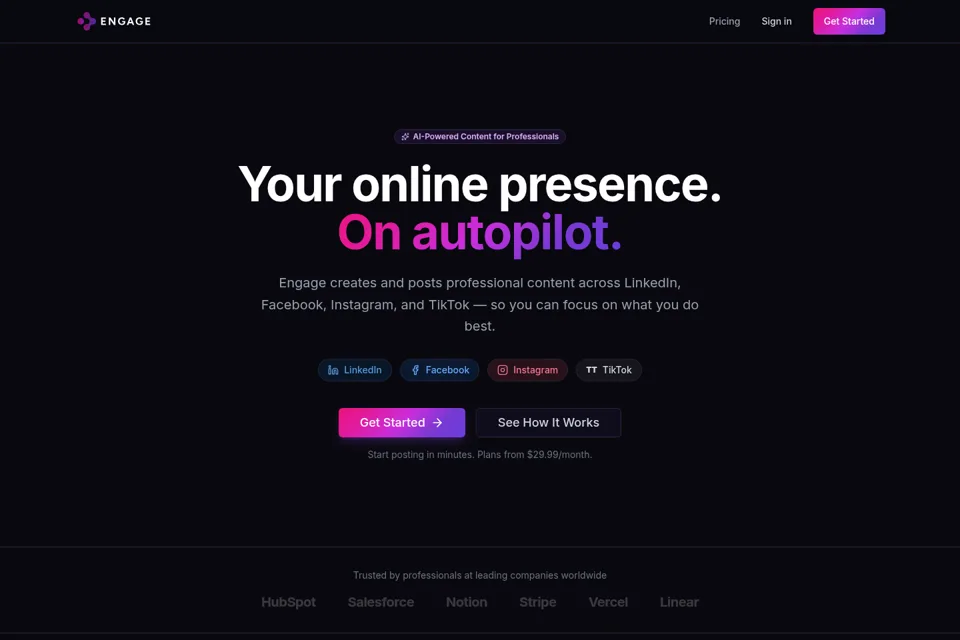 Aperçu de la landing page