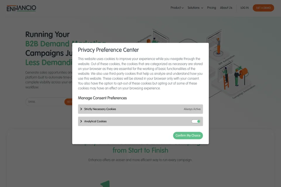 Aperçu de la landing page