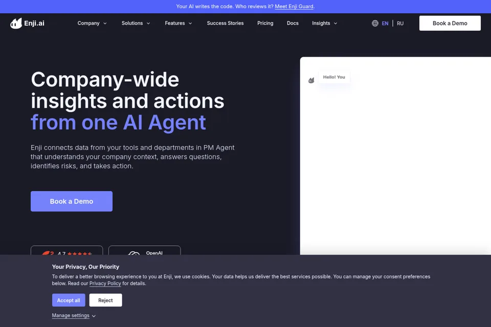 Aperçu de la landing page