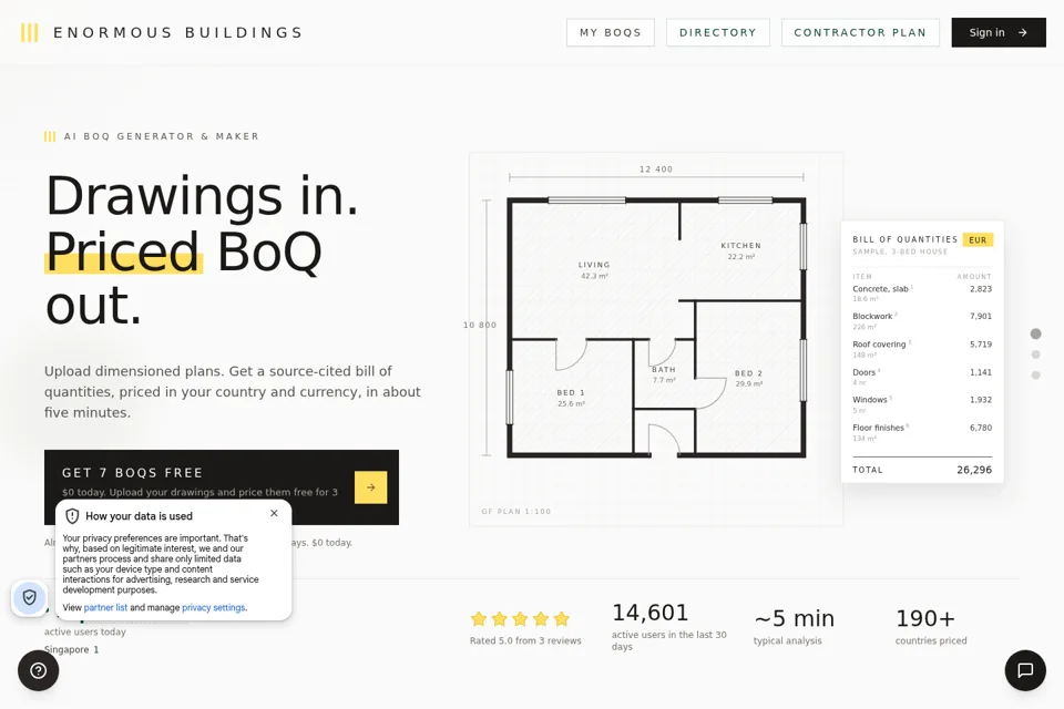 Aperçu de la landing page