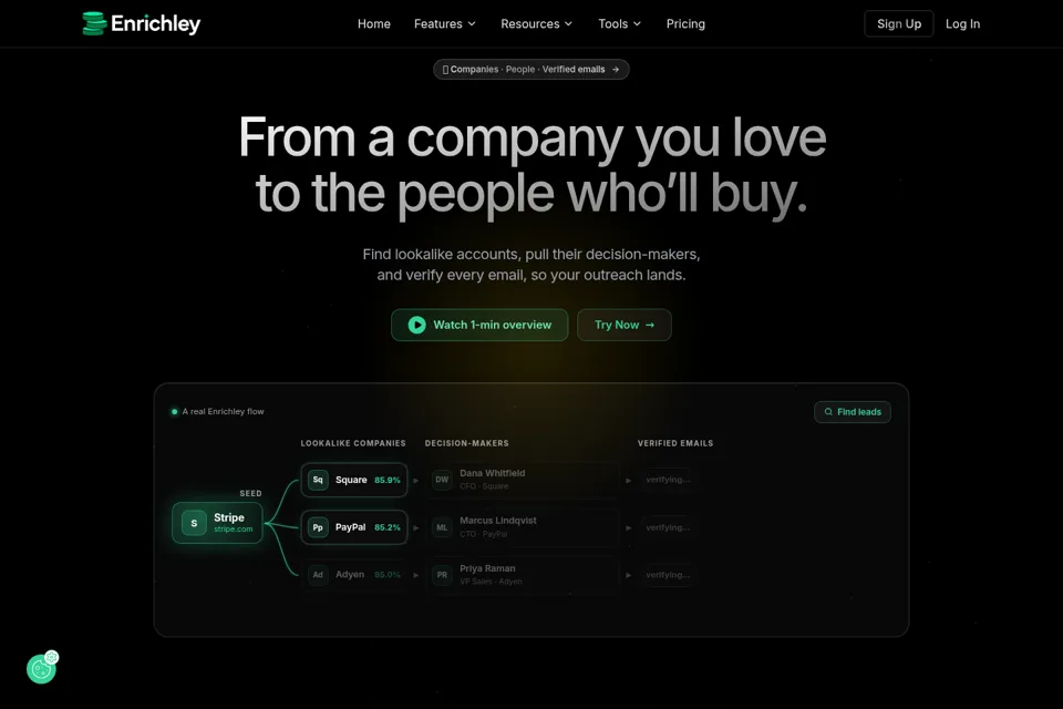 Aperçu de la landing page