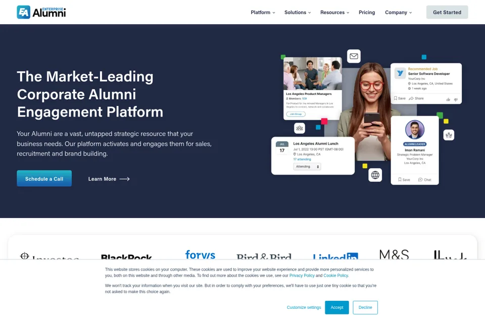 Aperçu de la landing page
