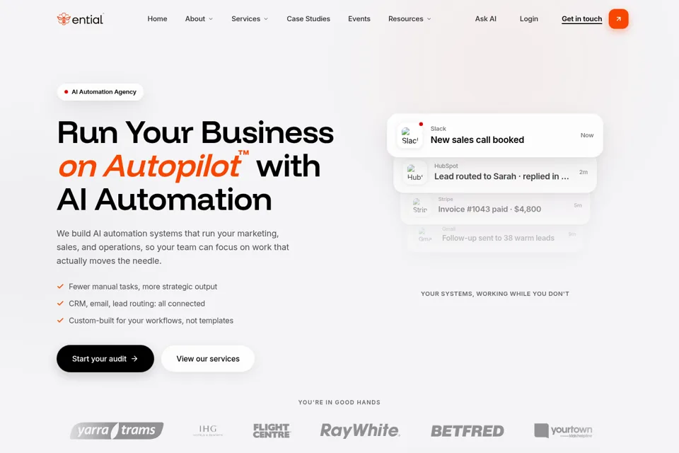 Aperçu de la landing page