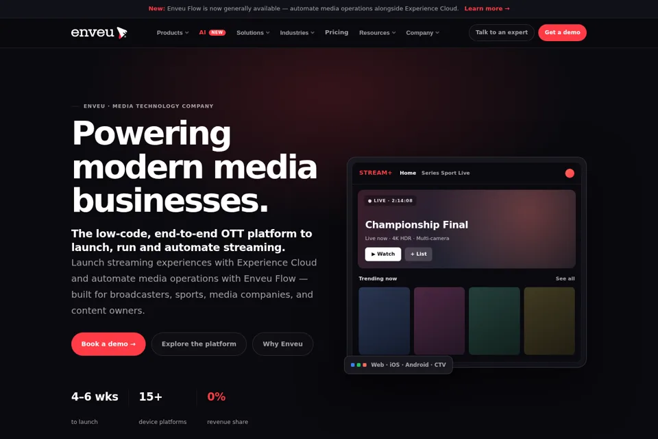 Aperçu de la landing page