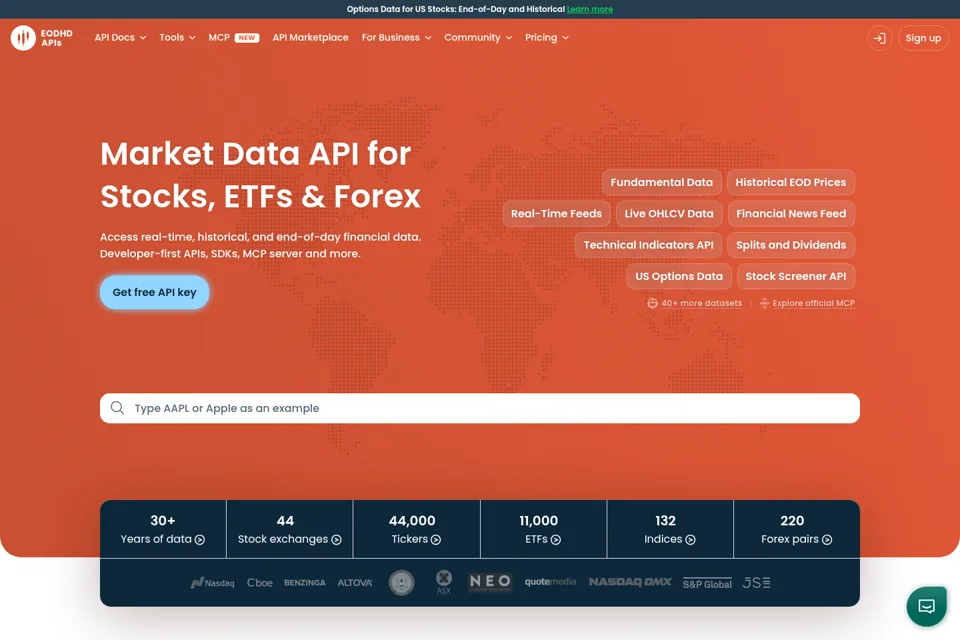 Aperçu de la landing page