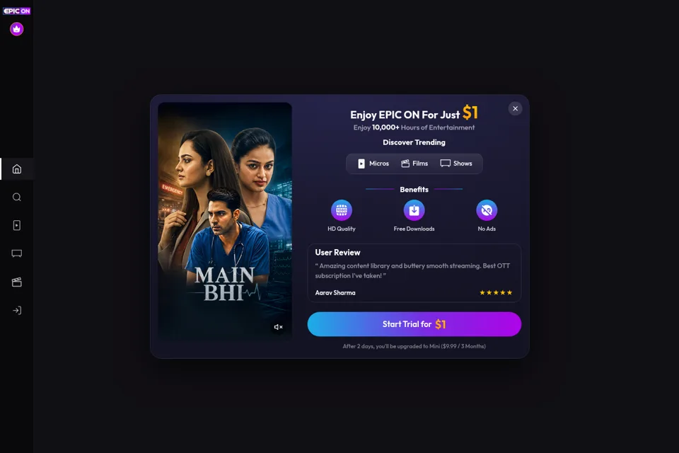 Aperçu de la landing page