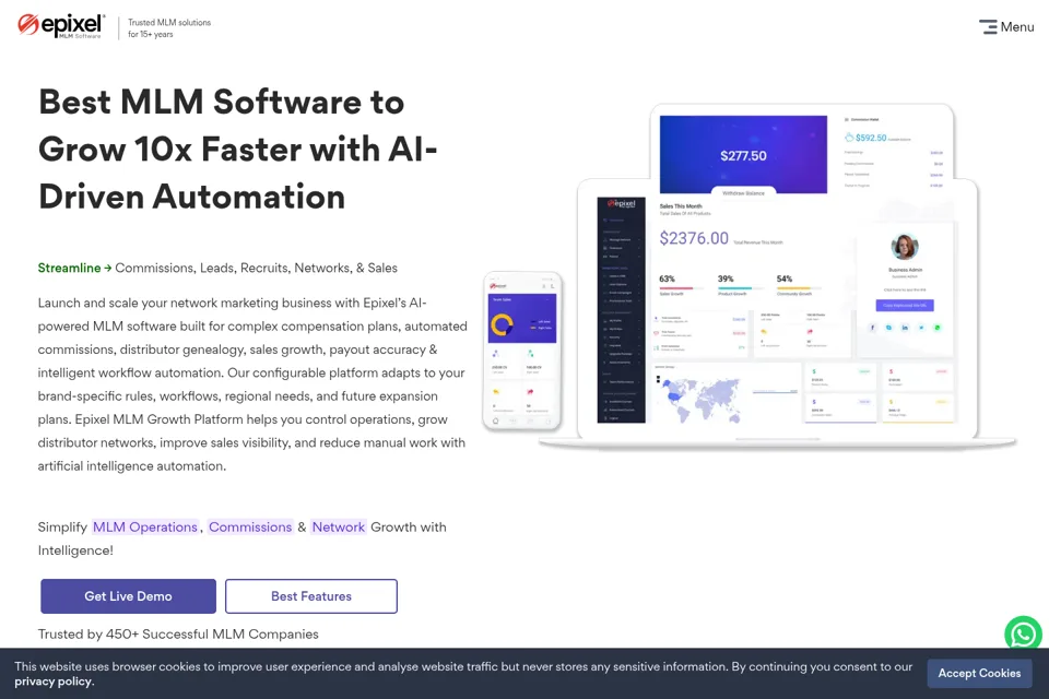 Aperçu de la landing page