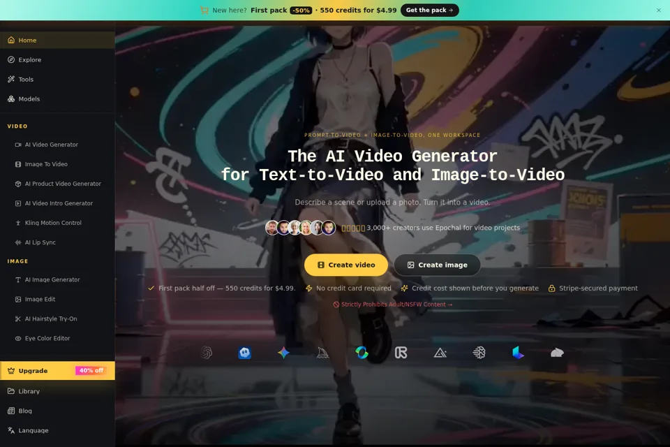 Aperçu de la landing page