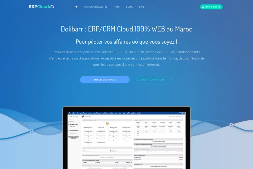 Aperçu de la landing page