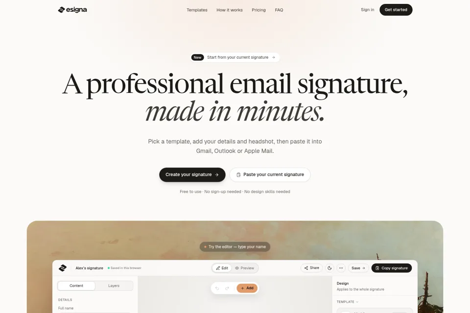 Landing page preview