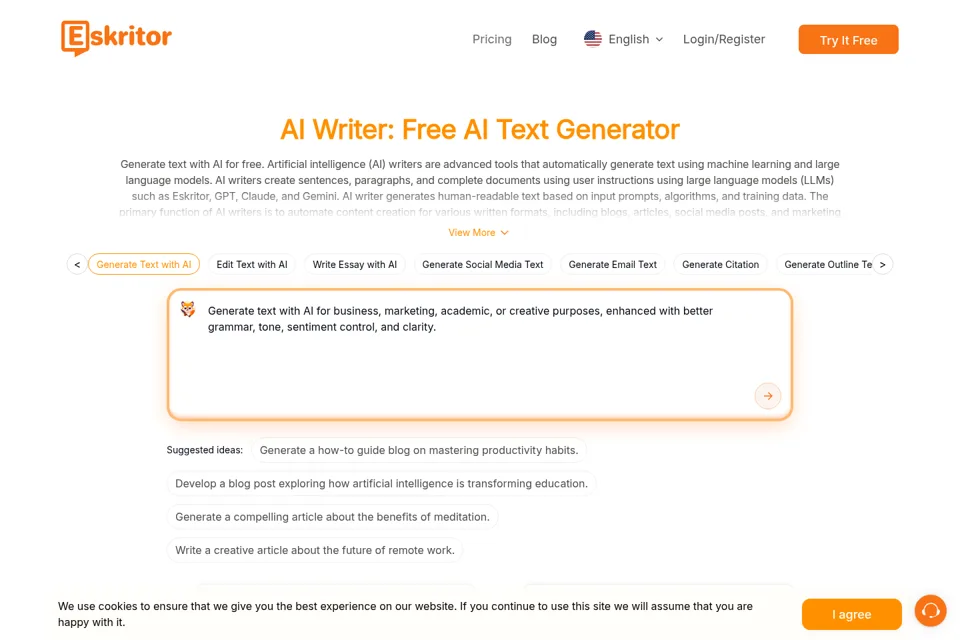 Aperçu de la landing page