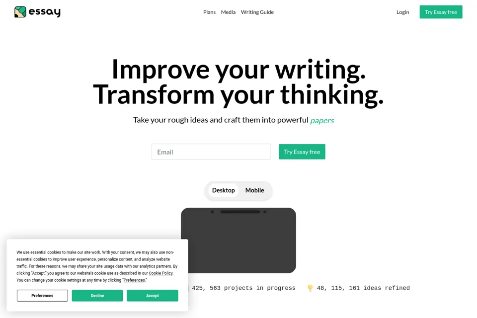 Landing page preview