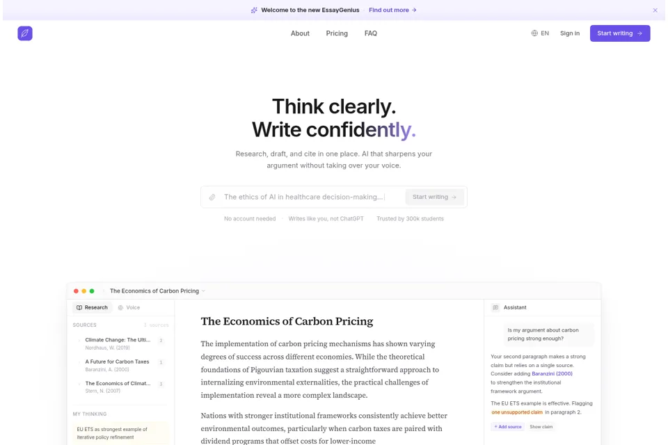 Aperçu de la landing page