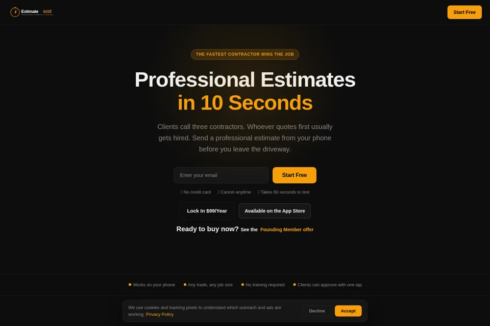 Aperçu de la landing page