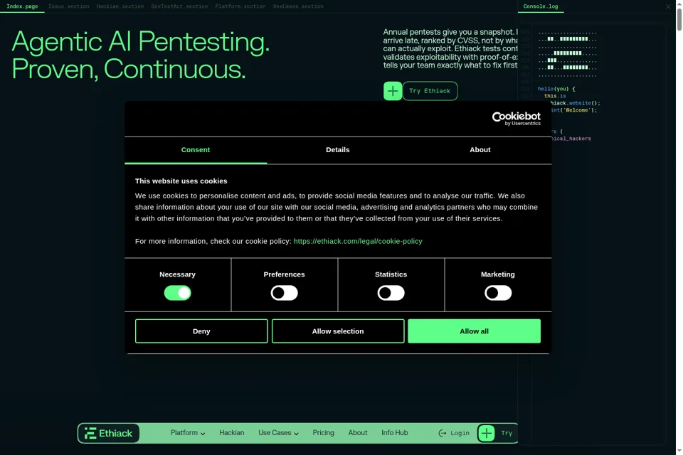 Aperçu de la landing page