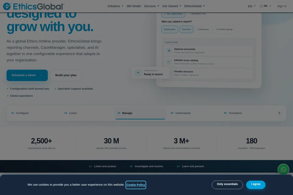 Aperçu de la landing page