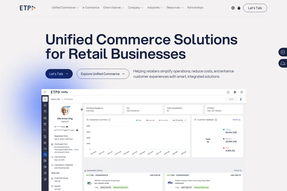 Aperçu de la landing page