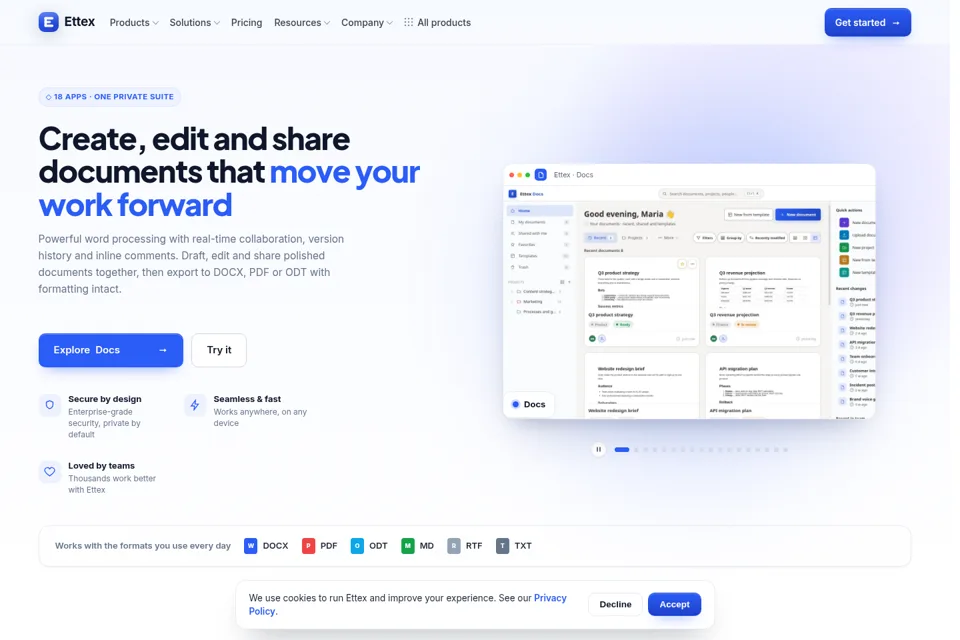 Aperçu de la landing page