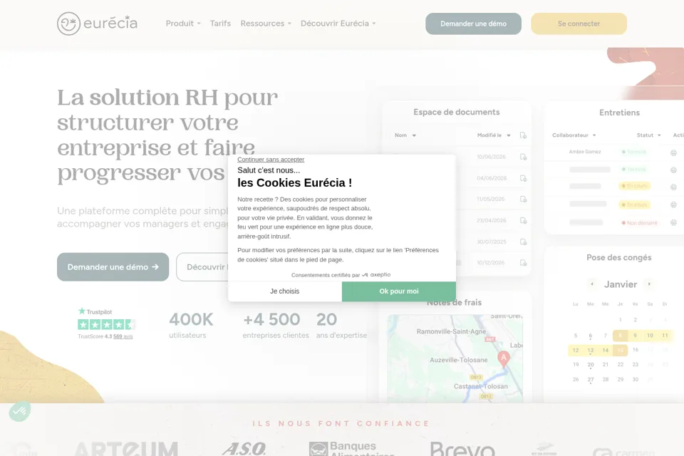 Aperçu de la landing page