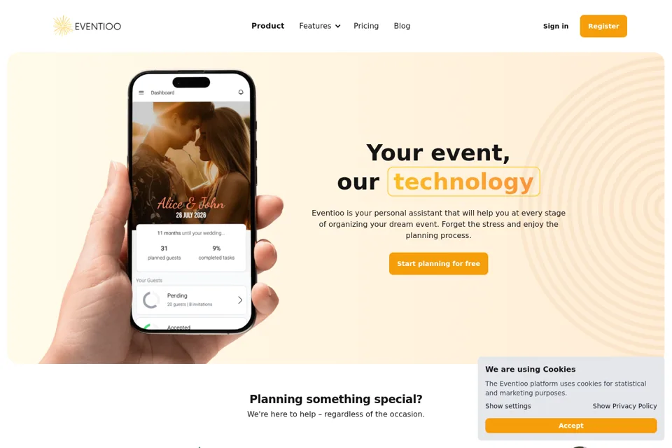 Aperçu de la landing page