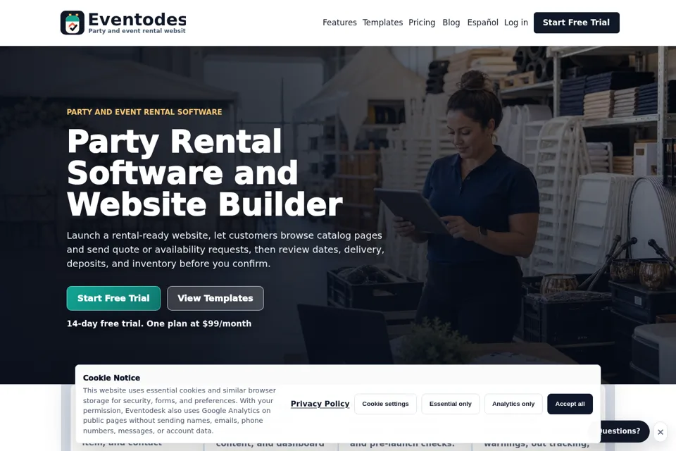 Aperçu de la landing page