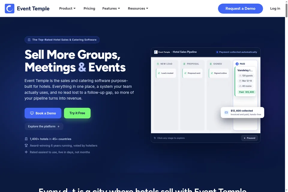 Aperçu de la landing page