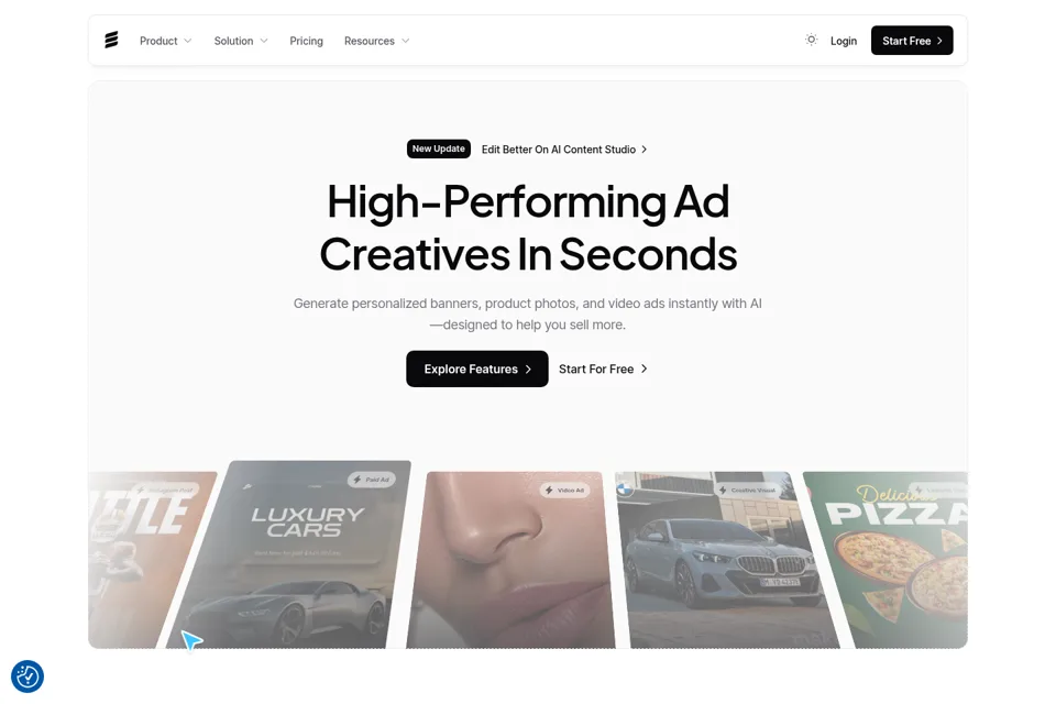 Aperçu de la landing page