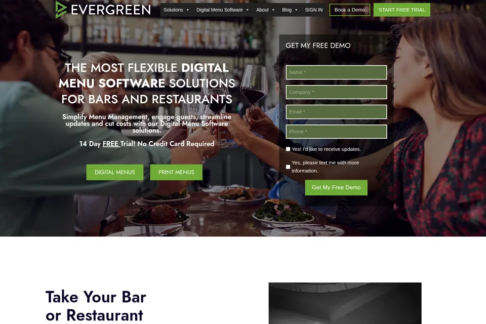 Aperçu de la landing page