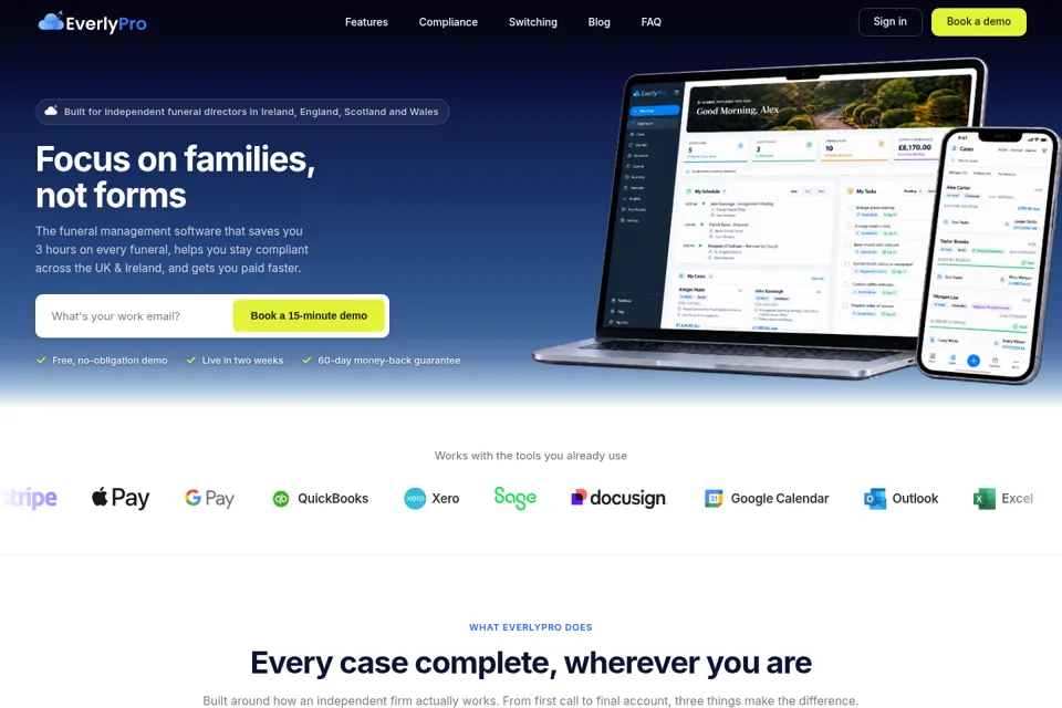 Aperçu de la landing page