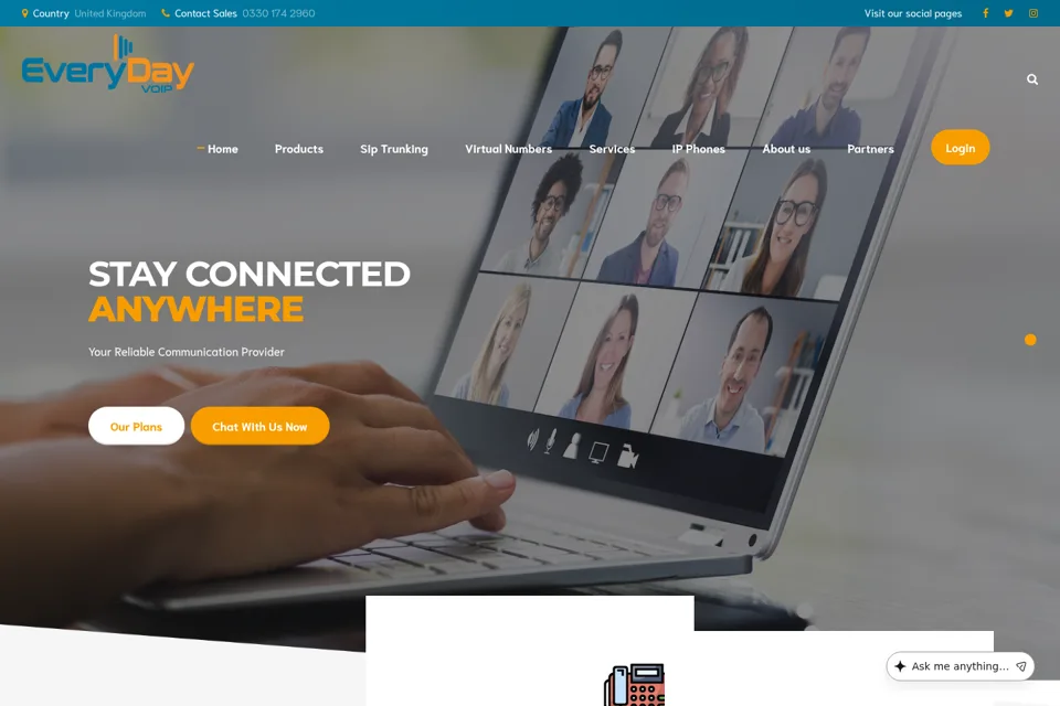 Aperçu de la landing page