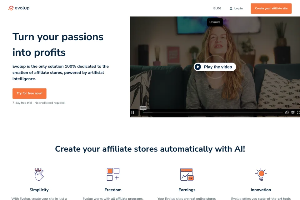 Aperçu de la landing page