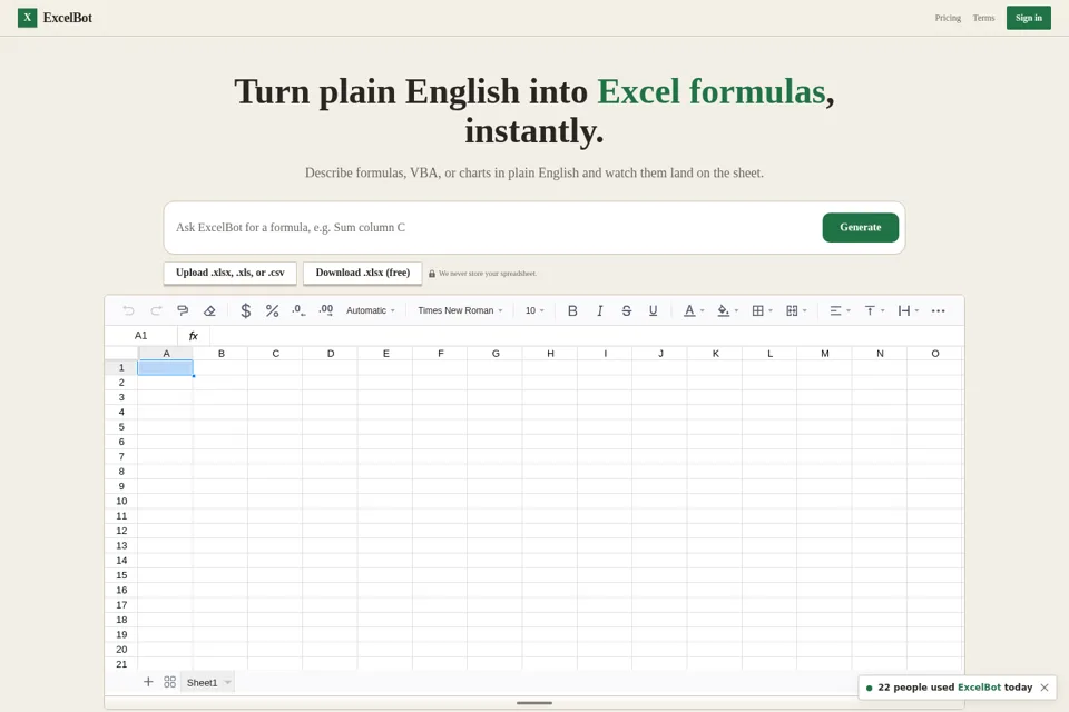 Aperçu de la landing page