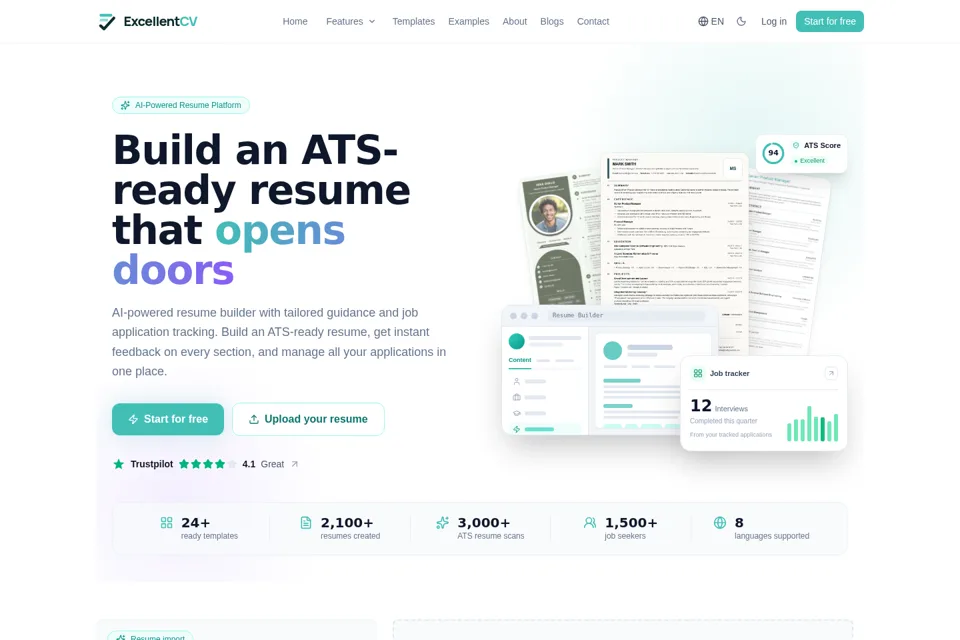 Aperçu de la landing page