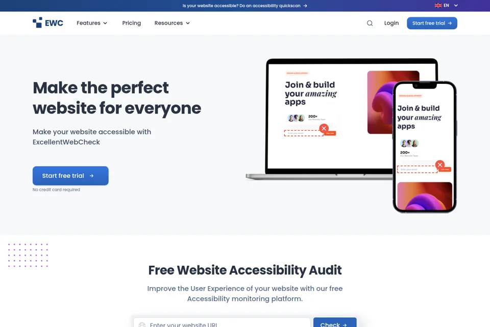 Aperçu de la landing page
