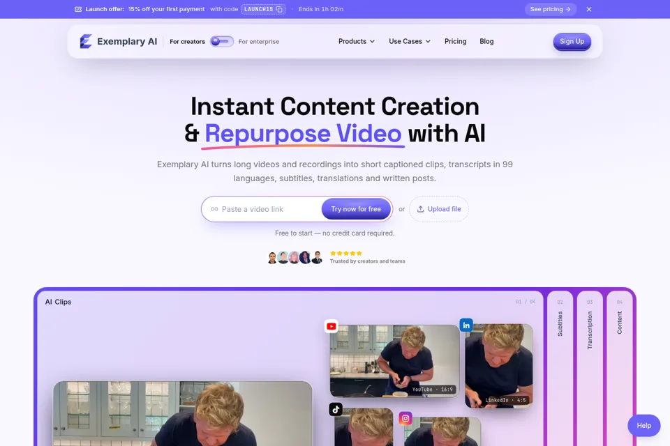 Aperçu de la landing page