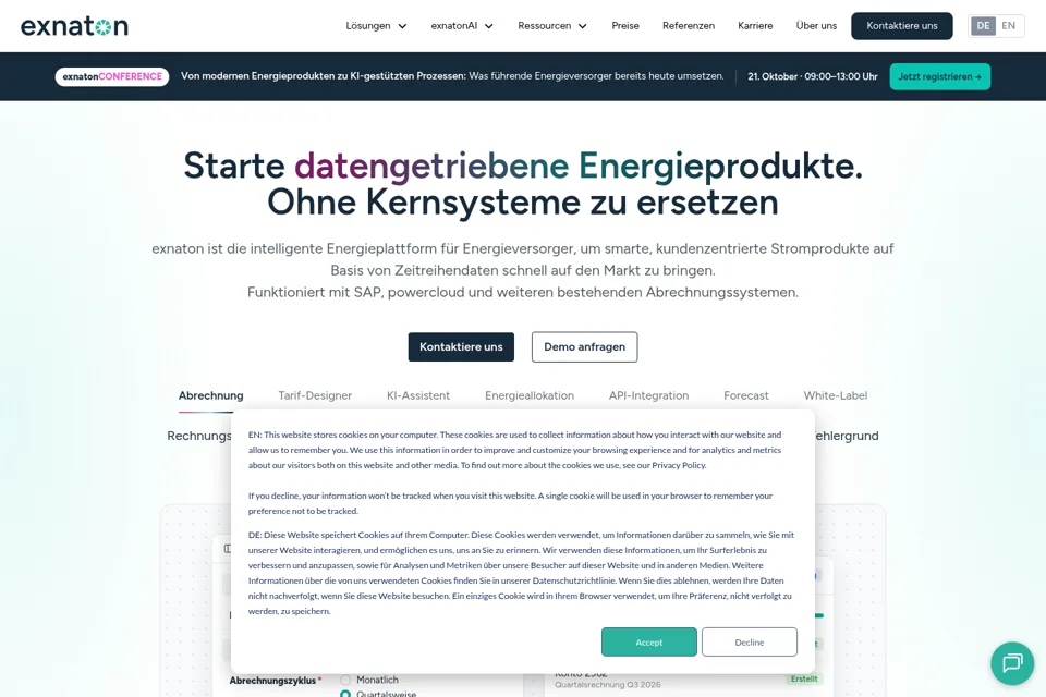 Aperçu de la landing page