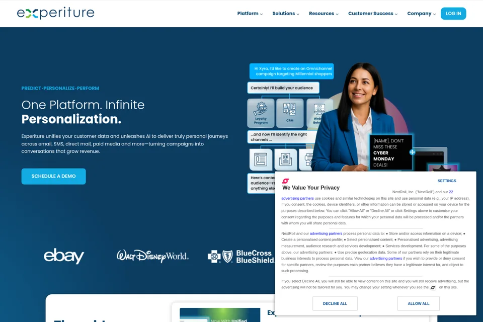 Aperçu de la landing page