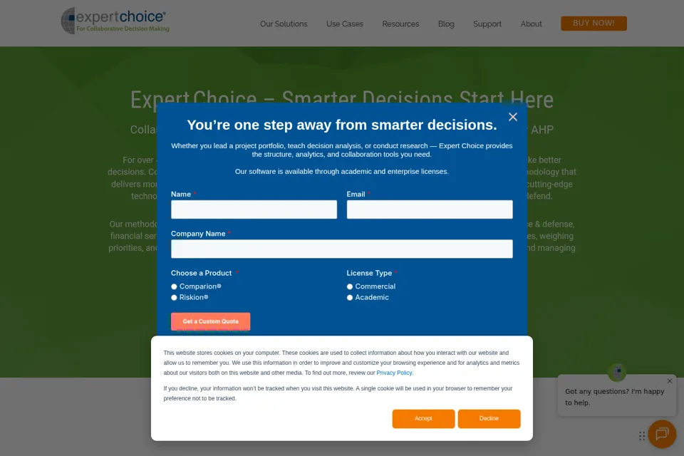 Aperçu de la landing page