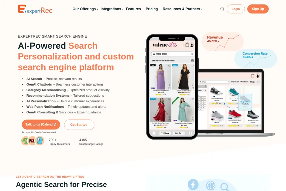 Aperçu de la landing page