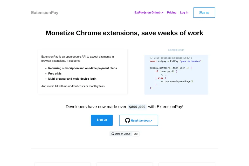 Aperçu de la landing page