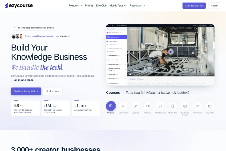 Aperçu de la landing page