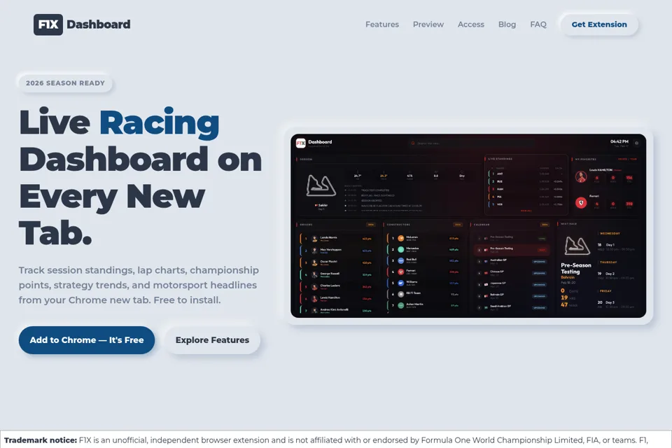 Aperçu de la landing page