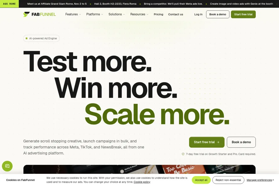 Aperçu de la landing page