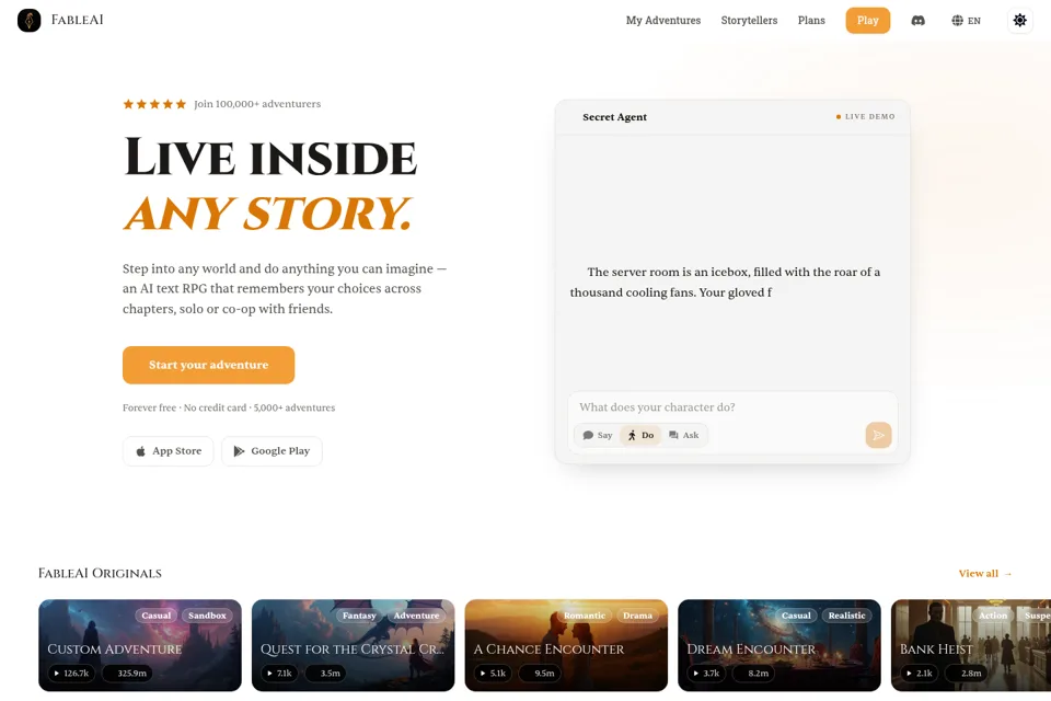 Aperçu de la landing page
