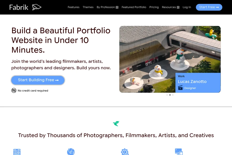 Aperçu de la landing page