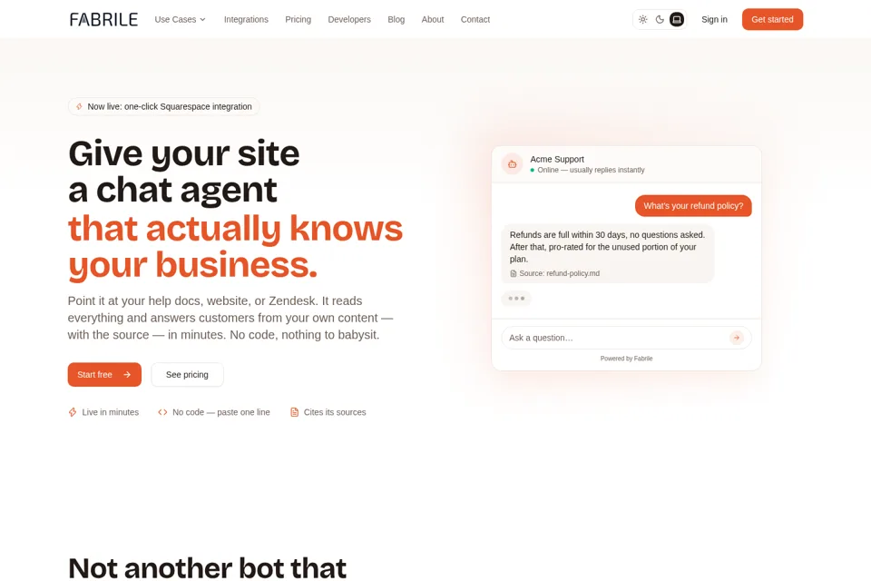 Landing page preview