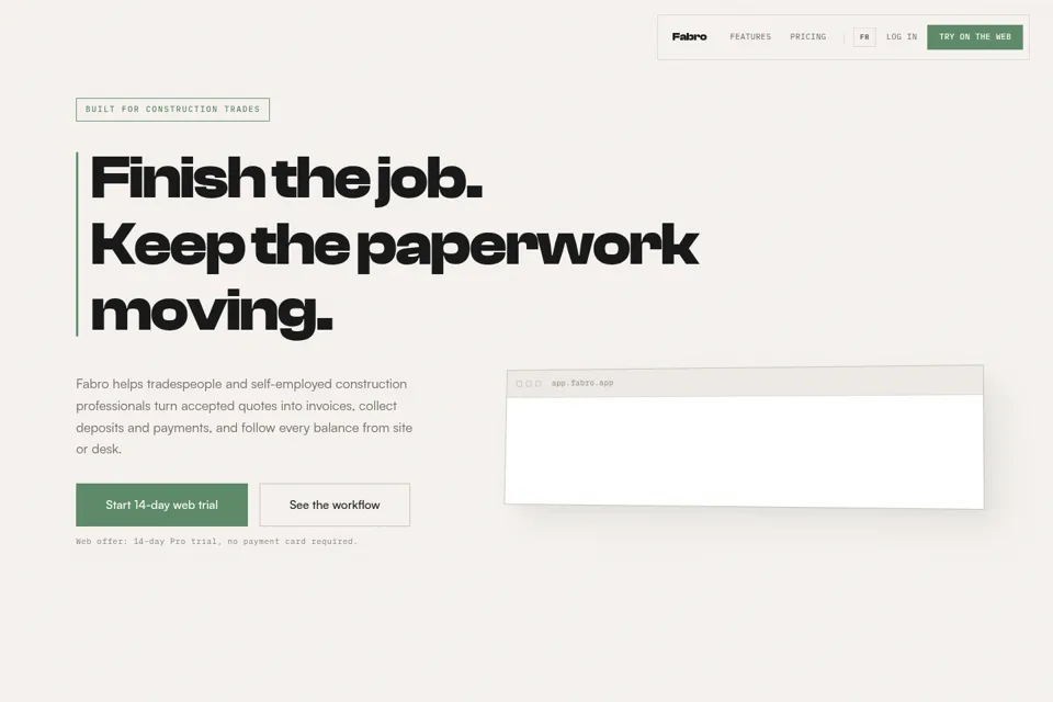 Aperçu de la landing page