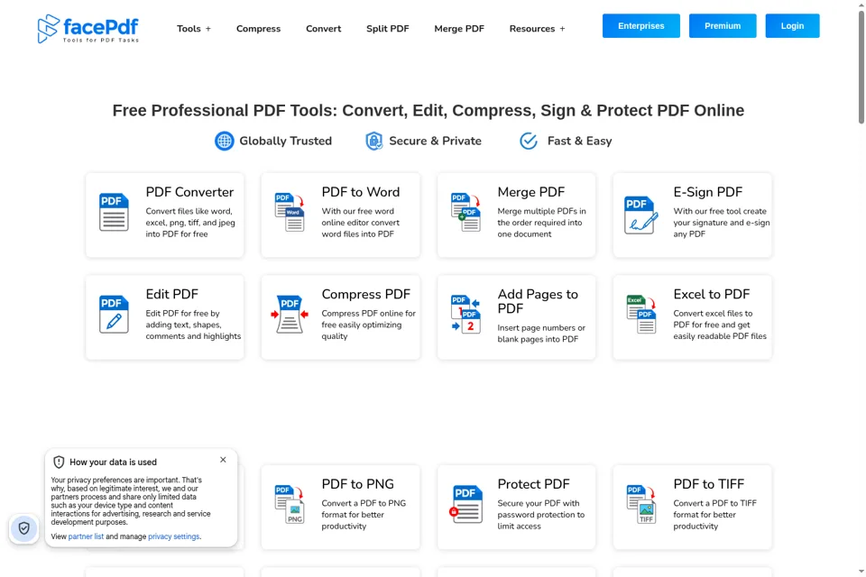 Aperçu de la landing page