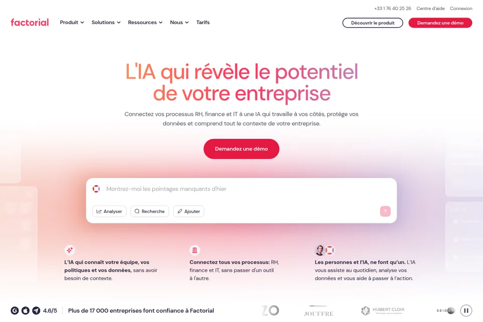 Aperçu de la landing page